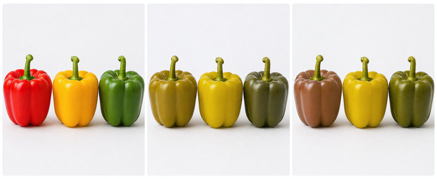 Bell pepper color blindness comparison concept row