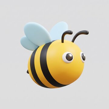 3D render of a cute flying honey bee icon with honeybee pollinator wildlife environment illustration