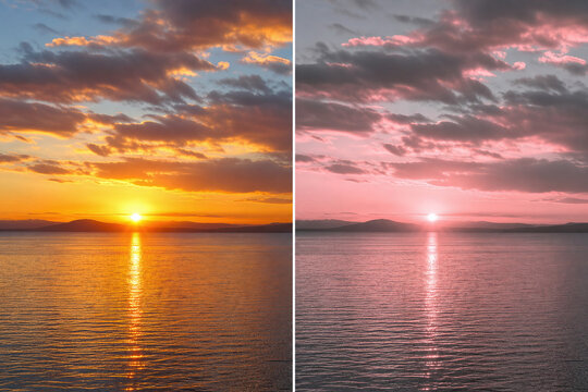 Sunset over water tritanopia color vision comparison