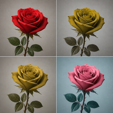 Rose color blindness comparison in four panel grid
