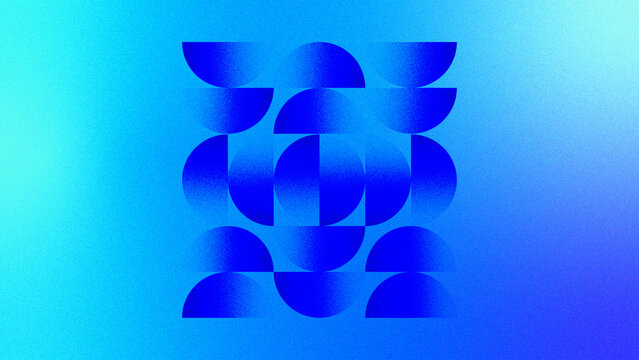 Abstract Blue background with semicircles patterns and grainy texture style