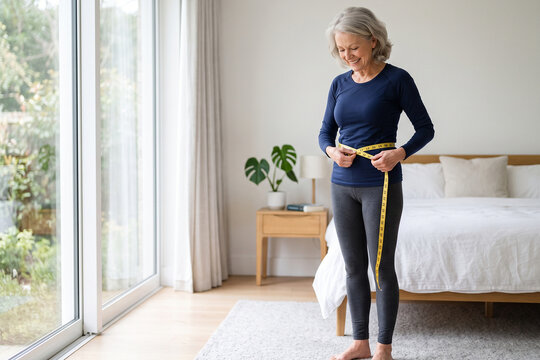 Senior Woman Stretching Indoors During Morning Home Fitness Routine