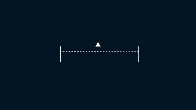 White vertical dotted line measuring height animation.abstract dotted line with up arrow icon on blue screen.alpha channel