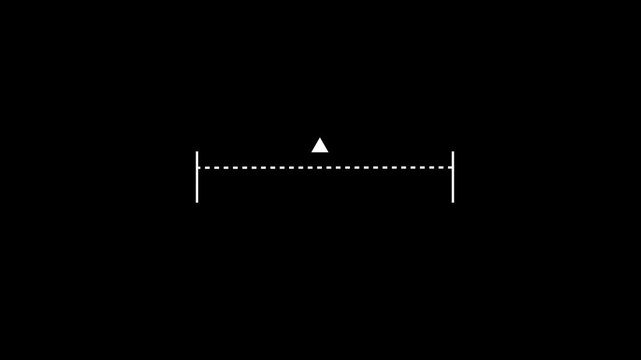White vertical dotted line measuring height animation.abstract dotted line with up arrow icon on black screen.alpha channel