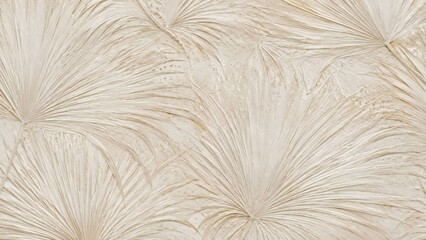 Fototapeta premium Palm Leaf Pattern: Elegant beige palm fronds create a mesmerizing, natural pattern with a subtle texture, offering a serene and tropical aesthetic.