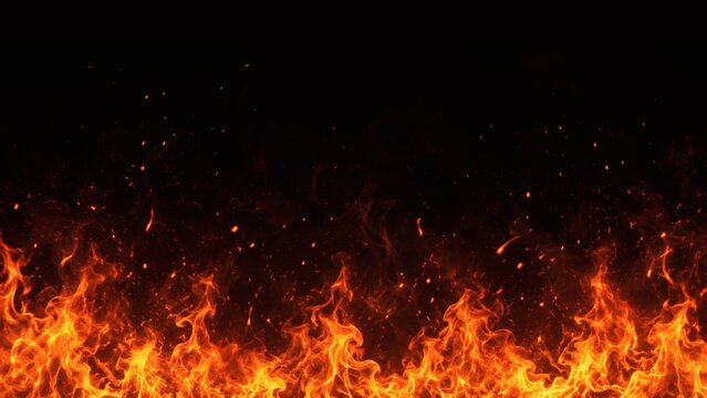 Fiery Inferno with Sparks: A dynamic visual of intense flames igniting against a dark background, with glowing embers and sparks dancing in the air, creating a powerful and energetic display.