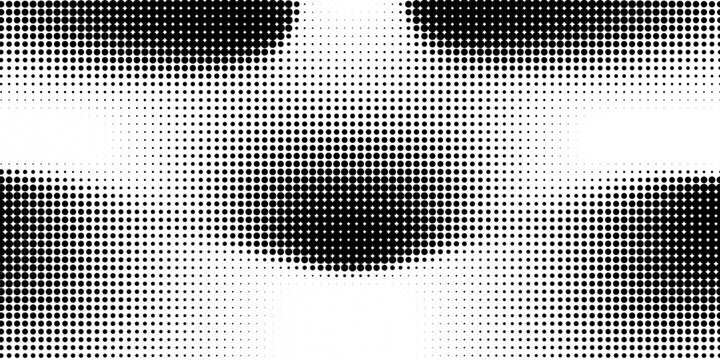 Gelombang halftone. Pola mulus. Latar belakang berbintik abstrak. Tekstur titik-titik hitam. Latar belakang gradien monokrom. Ilustrasi vektor.