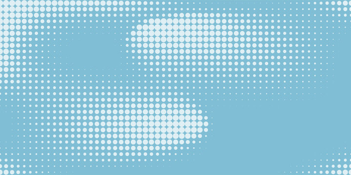 Light Blue halftone background. Digital gradient. Abstract backdrop with circles, point, dots. Dotted pattern. Futuristic panel Vector illustration