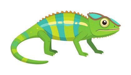 Fototapeta premium Cartoon green alligator with colorful blocks on back.