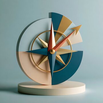 minimal geometric compass pointing toward strategic direction, governance compass concept,