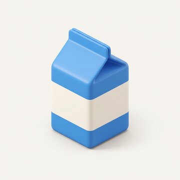 3D icon of a small milk carton box with beverage container dimensional nutrition breakfast commercial