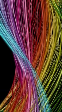 Fantastic vertical video animation with stripe wave object in slow motion, 2304x4096 loop 4K