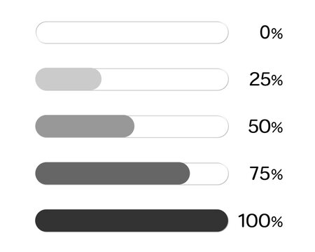 Monochrome horizontal progress bar set