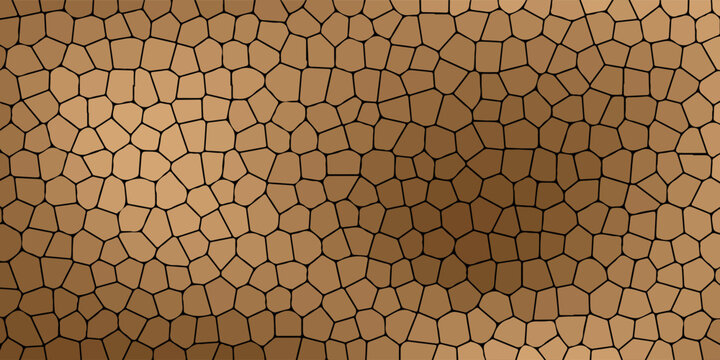 Abstract geometric mosaic pattern featuring a brown Voronoi diagram or cellular structure with a clean black grid outline overlay.