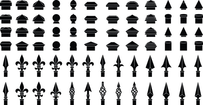 black and white icons set