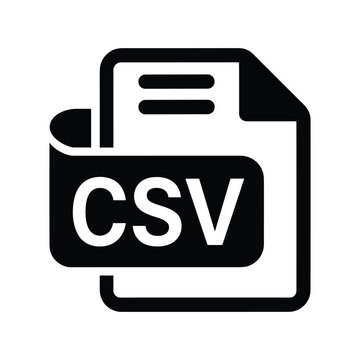 CSV File Icon. A graphic representation of a CSV file, featuring the text CSV prominently displayed on a tab and a document icon, signifying data storage and exchange.