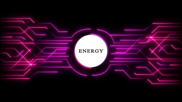 Futuristic energy power concept with glowing light rays. Dynamic digital innovation background for technology and renewable resources.