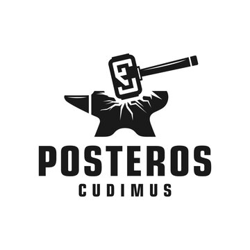 steel blacksmith hammer logo
