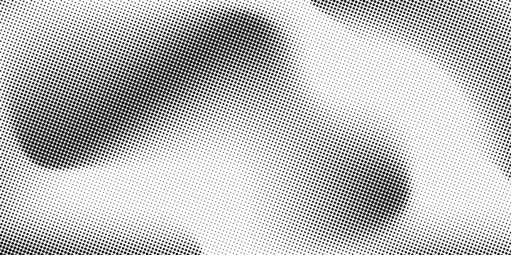 Abstract monochrome halftone dot pattern featuring a dynamic wavy gradient and distorted pop art texture