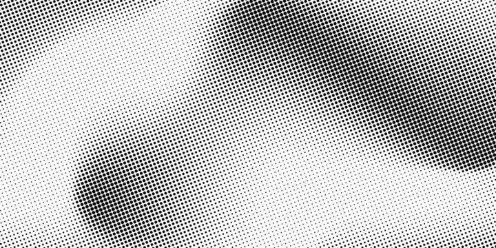 Abstract monochrome halftone dot pattern featuring a dynamic wavy gradient and distorted pop art texture