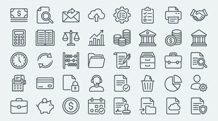 Fototapeta premium General business management and corporate office icon set.