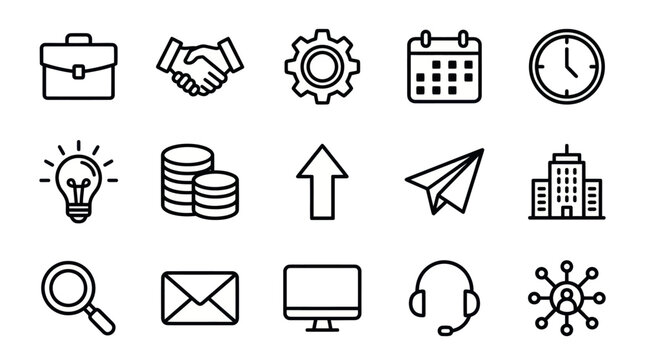 General business office and communication line icons