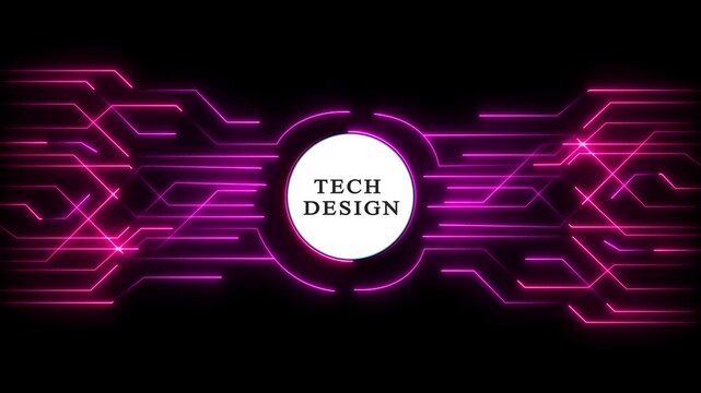 Futuristic tech design logo with glowing neon grid. Digital innovation and cyber interface concept for modern branding.