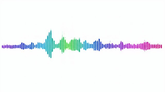 colorful sound wave graphic equalizer, audio waveform, music visualization, digital signal, voice recording, spectrum analysis, rhythm beat, dynamic frequency, motion graphic loop