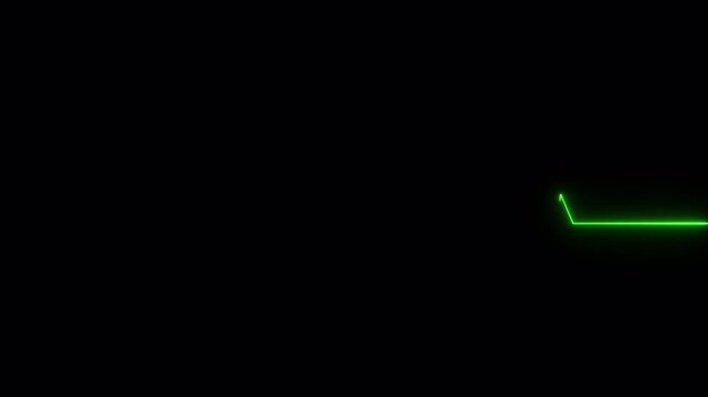  Neon ecg line animation video on black background. Heart beat. Electrocardiogram. One pulse line. ECG heartbeat monitor.