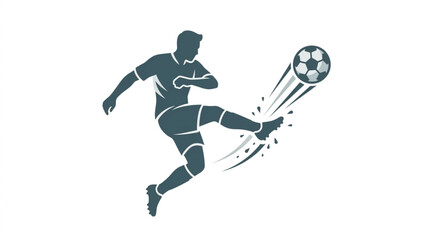 Fototapeta premium Dynamic soccer player kicking ball in action pose.