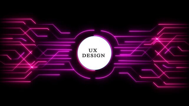 UX design concept with glowing interface elements. Digital user experience wireframe for app development and web innovation.