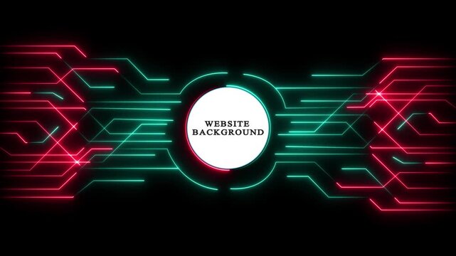 Futuristic Website Background with Neon Red and Green Circuit Board Animation Digital High-Tech Landing Page Background with Glowing Neon Circuitry