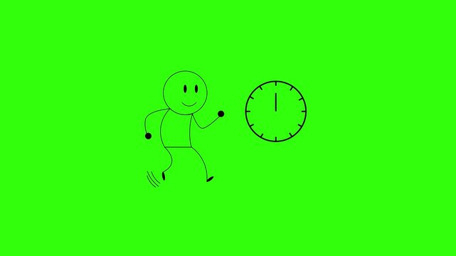 An animated cartoon icon of a running figure symbolizes the concept of racing against time, set against a green background.