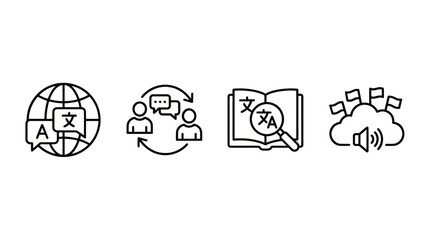 Global language translation and communication icon set. © ULFAITA