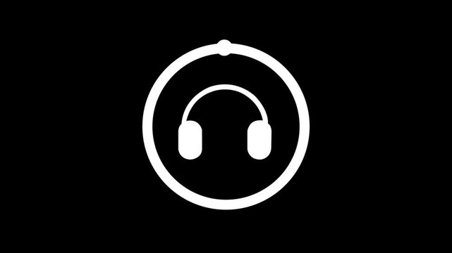 Minimalist headphone loading spinner animation, audio progress indicator for digital media interfaces