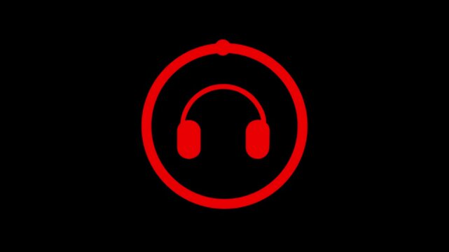 Minimalist red headphones with rotating loading circle animation