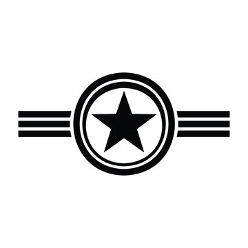United states air force military star symbol with wings, classic vintage logo.