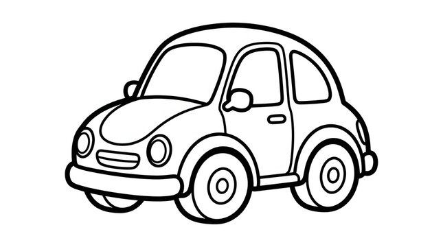 Simple car coloring page with cartoon style, ideal for kids learning and creative drawing activities