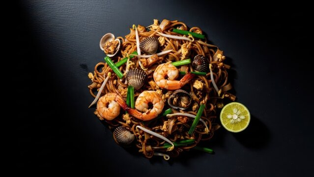 Delicious Kway Teow Stir-Fried Noodles with Shrimp and Cockles