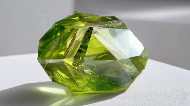 Mesmerizing vibrant green crystal sparkling as light dances showcasing natural beauty and glowing gemstone