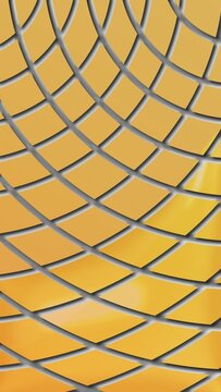 Abstract yellow geometric seamless pattern with 3D curved grid tiles background vector illustration