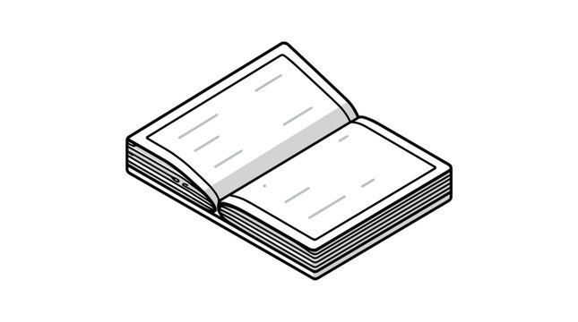 Simple isometric line art of an open book.