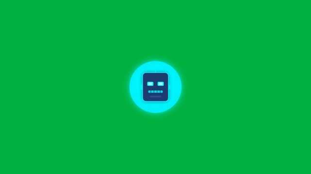 Artificial intelligence command prompt and robot icon animation