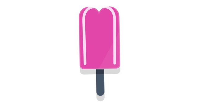 Minimalist Pink Popsicle Illustration with Smooth Shape and Stick Handle, Symbol of Summer, Refreshment, Cold Treat, Dessert and Hot Weather Enjoyment, Simple Flat Vector Graphic Isolated on White