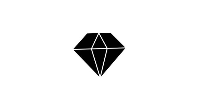 Black Diamond Gemstone Icon with Polished Facets, Value and Elegance, Flat Vector Illustration Isolated on White Background