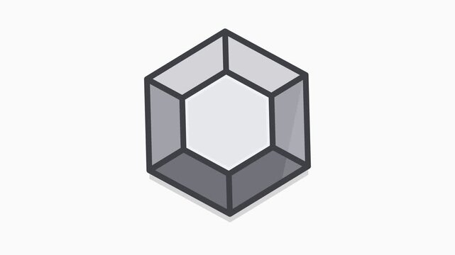 Minimalist Hand-Drawn 3D Hexagon Outline Graphic with Perspective Lines and Simple Structure, Modern Geometric Shape Suitable for Framing, Labels, Banners and Decorative Design Elements