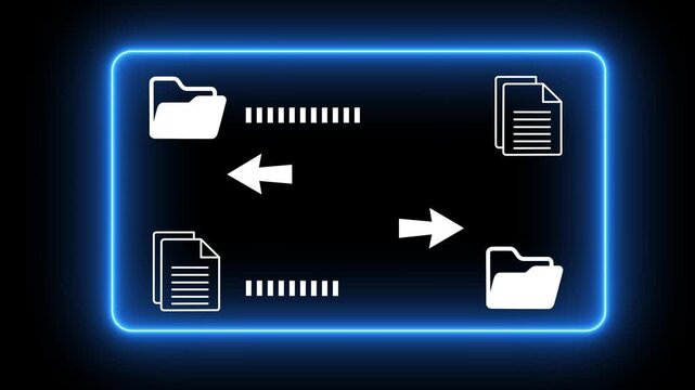 Document management system concept (DMS) on the transparent background. Software for archiving, Searching and managing files corporate document. Motion graphics of (DMS). 4k.