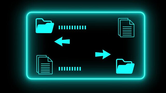 Document management system concept (DMS) on the transparent background. Software for archiving, Searching and managing files corporate document. Motion graphics of (DMS). 4k.