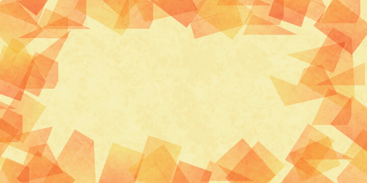 Abstract geometric frame with warm orange and yellow layered paper shapes