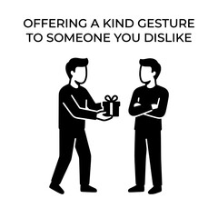 Naklejka premium Offering a Gift A Symbolic Gesture of Kindness and Dislike.